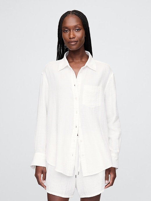 Image number 1 showing, Cotton Gauze Button-Down Shirt