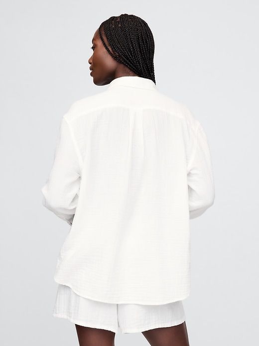 Image number 3 showing, Cotton Gauze Button-Down Shirt