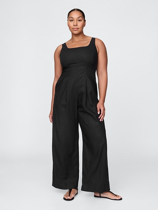 Image number 4 showing, Linen-Blend Seamed Jumpsuit
