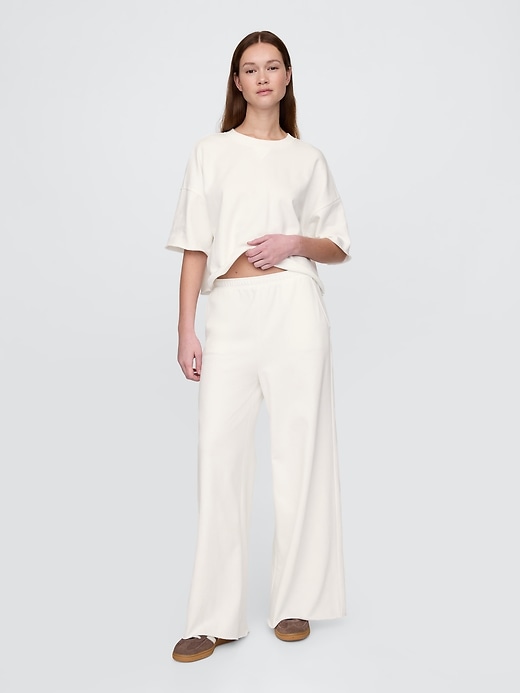 Image number 1 showing, French Terry Wide-Leg Rolled-Hem Sweatpants