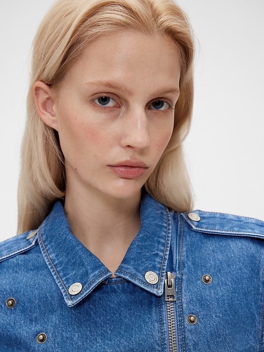 Image number 4 showing, GapStudio Denim Crop Moto Jacket