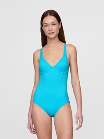 Rib One-Piece Balconette Swimsuit