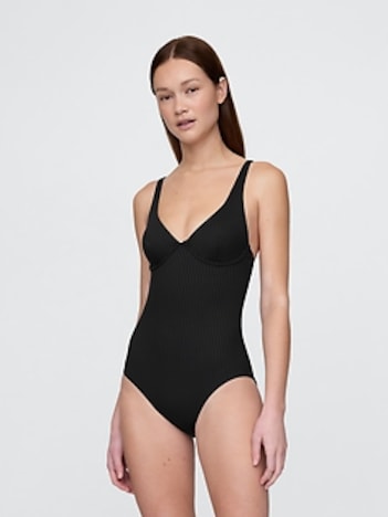 Rib One-Piece Balconette Swimsuit