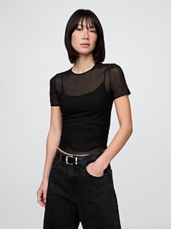 Mesh Cropped T-Shirt
