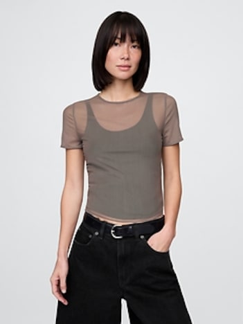 Mesh Cropped T-Shirt