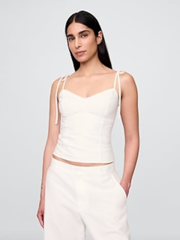Linen-Blend Tie-Strap Cami