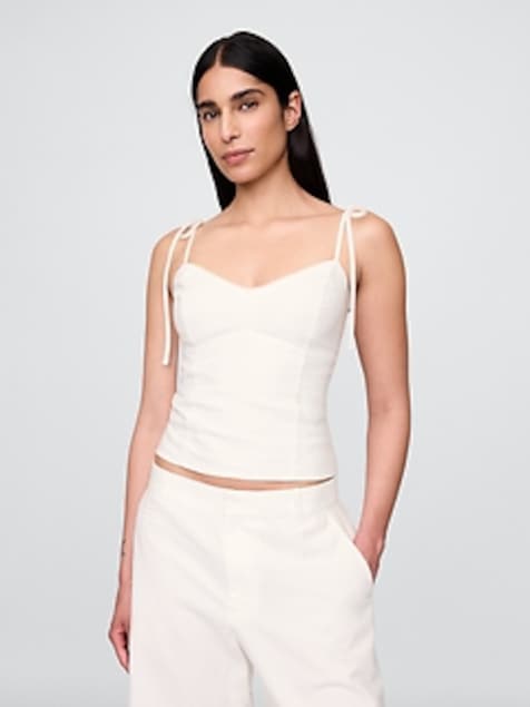 Linen-Blend Tie-Strap Cami