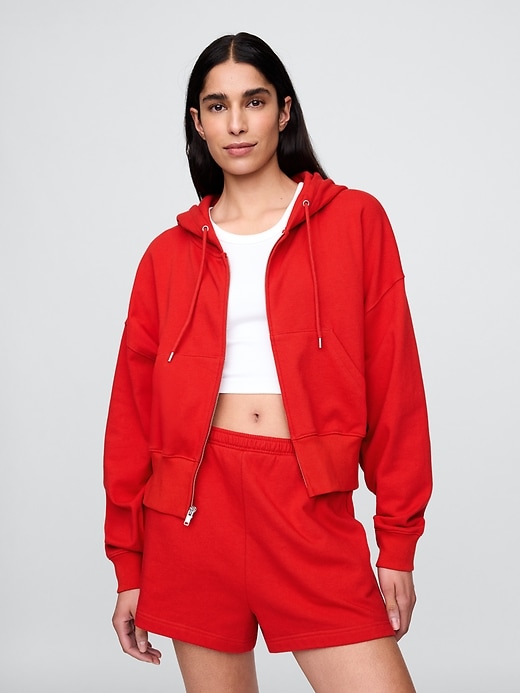 Image number 1 showing, French Terry Oversized Zip Wedge Hoodie