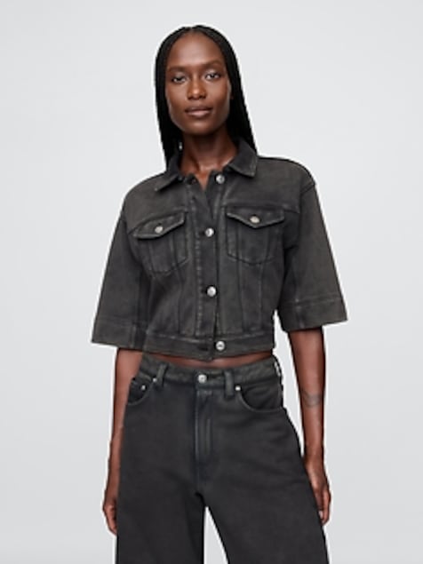 Heavyweight French Terry Denim Cropped Jacket