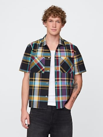 Mixed Plaid Oxford Shirt