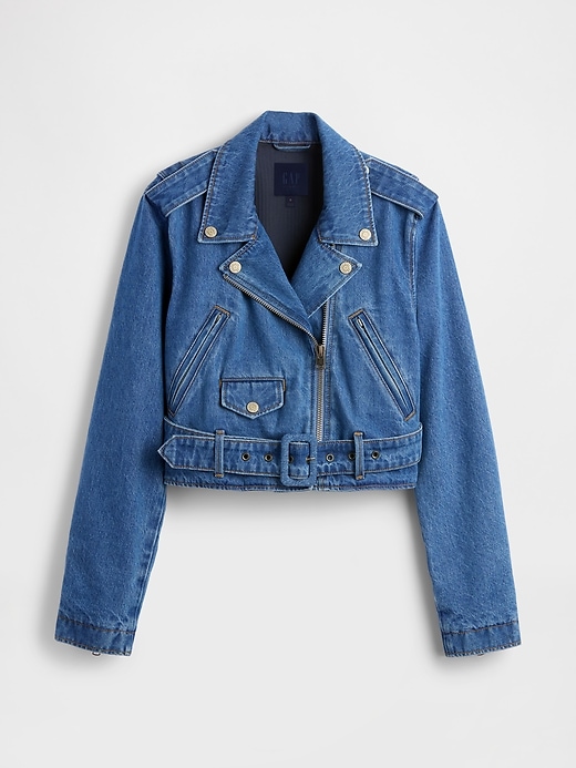 Image number 8 showing, GapStudio Denim Crop Moto Jacket