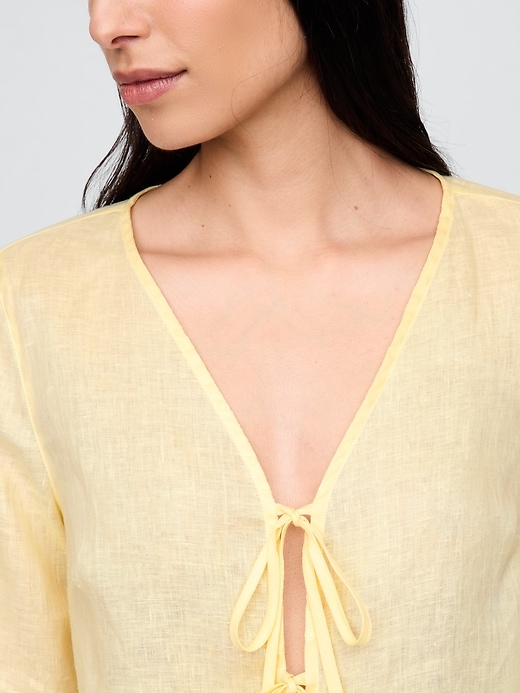 Image number 4 showing, 100% Linen Tie-Front Shirt