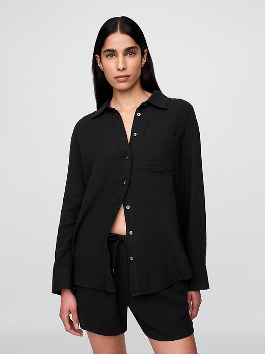 Image number 1 showing, Cotton Gauze Button-Down Shirt