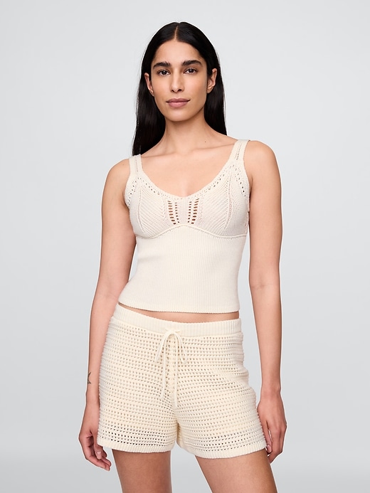 Image number 1 showing, Crochet Sweater Crop Tank Top