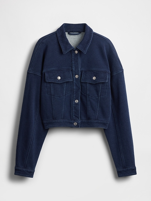 Image number 4 showing, French Terry Icon Denim Crop Jacket