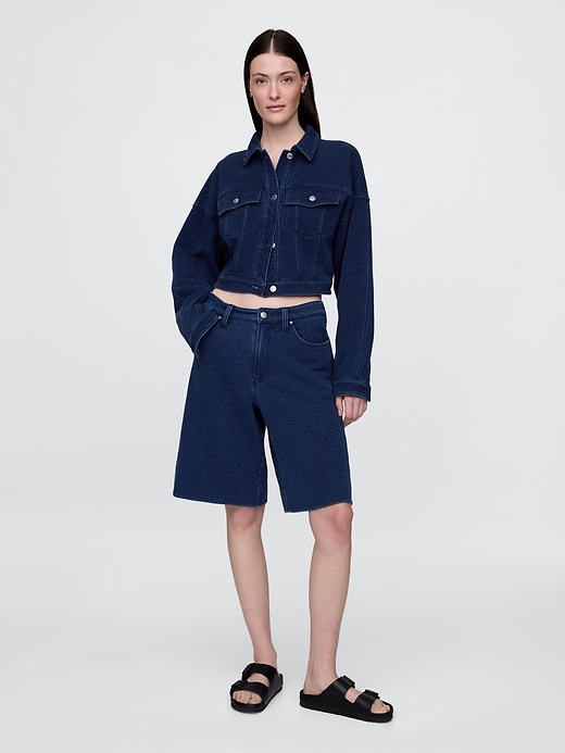 Image number 2 showing, French Terry Icon Denim Crop Jacket