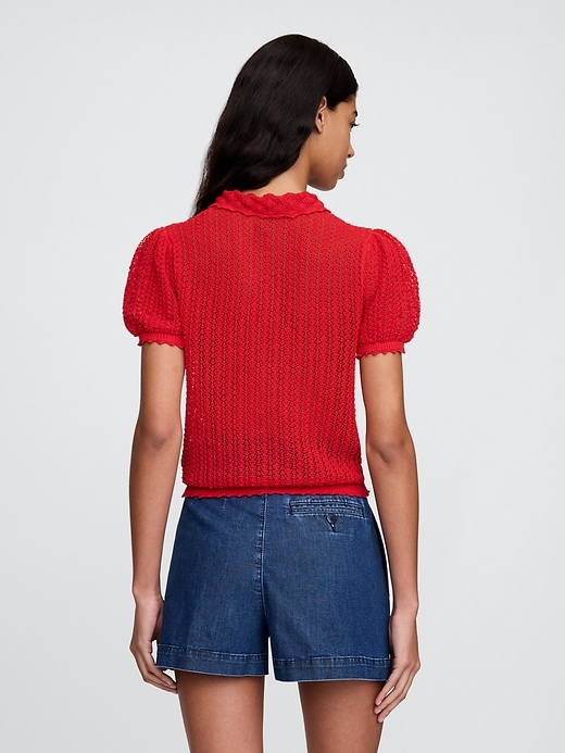 3 of 8 showing, with the color Red light of product Gap × DÔEN Linen-Blend Cardigan