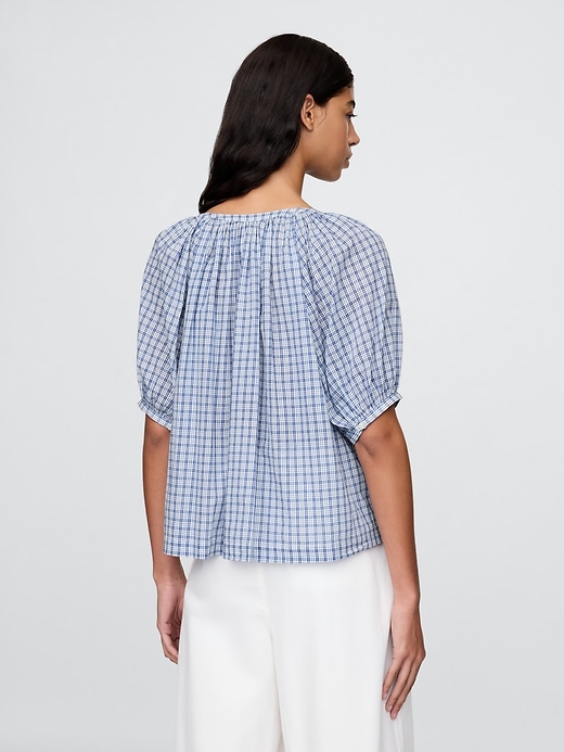 3 of 8 showing, with the color Light blue check of product Gap × DÔEN Gingham Top