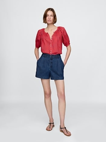 Gap × DÔEN High Rise Pleated Denim Trouser Shorts