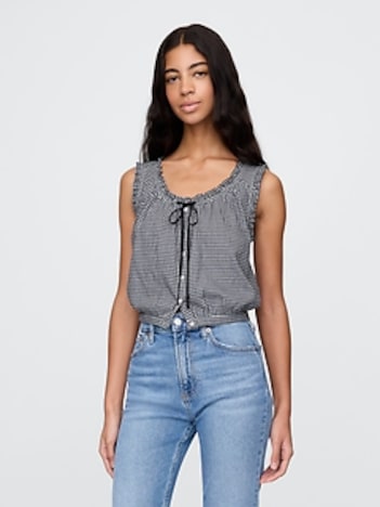 Gap × DÔEN Gingham Cropped Tank Top