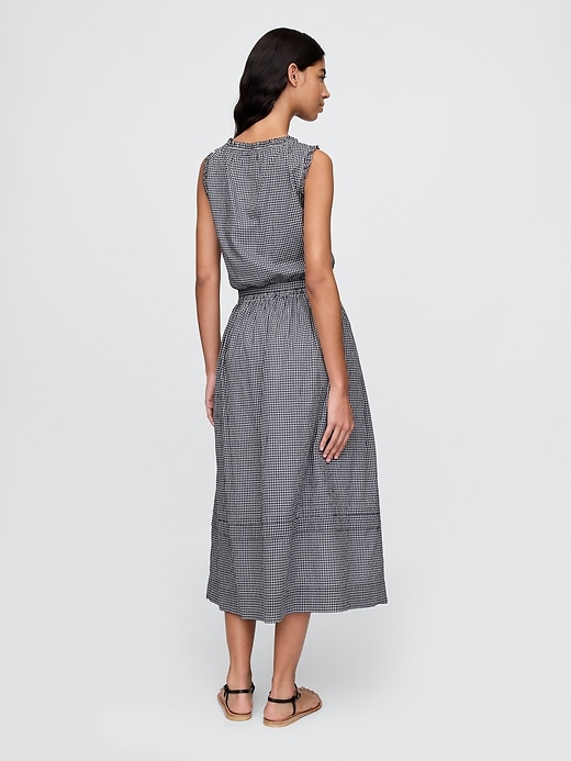 2 of 8 showing, with the color Navy blue gingham of product Gap × DÔEN Gingham Midi Skirt