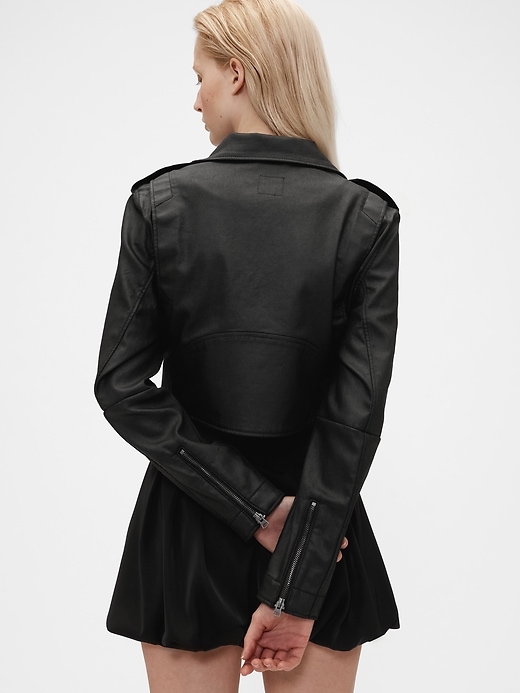 Image number 2 showing, GapStudio Coated Denim Crop Moto Jacket