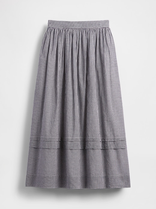 5 of 8 showing, with the color Navy blue gingham of product Gap × DÔEN Gingham Midi Skirt
