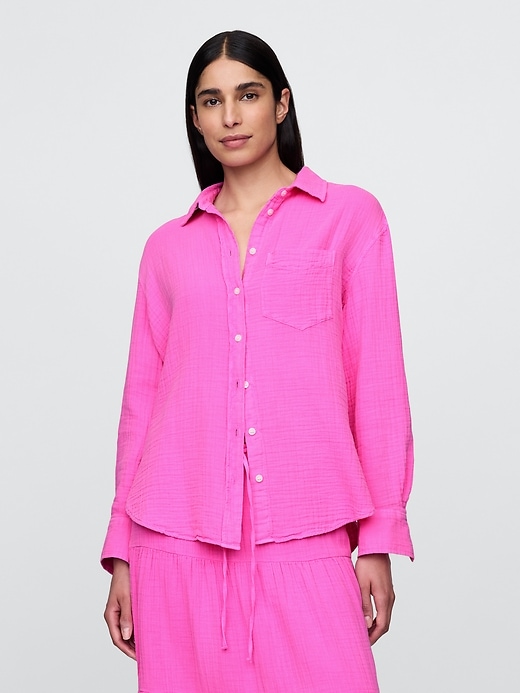Image number 1 showing, Cotton Gauze Button-Down Shirt