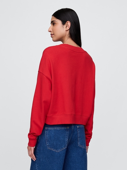 Image number 3 showing, French Terry V-Neck Crop Sweatshirt