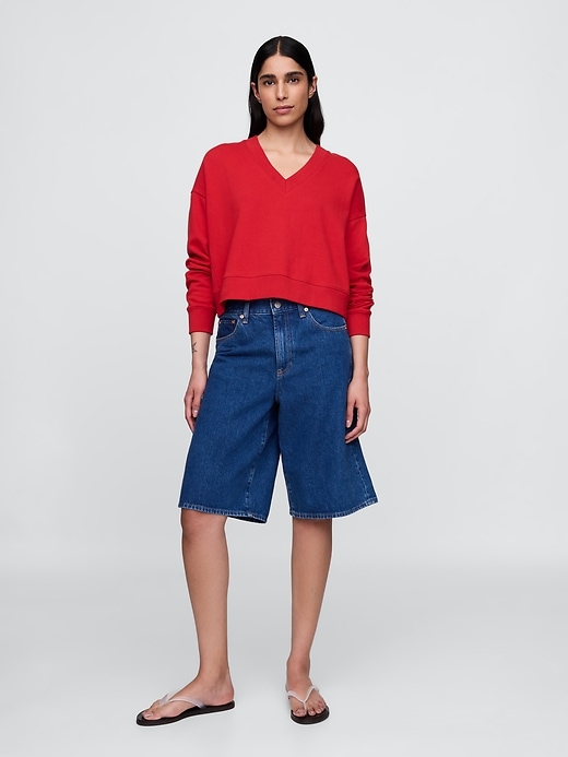 Image number 2 showing, French Terry V-Neck Crop Sweatshirt