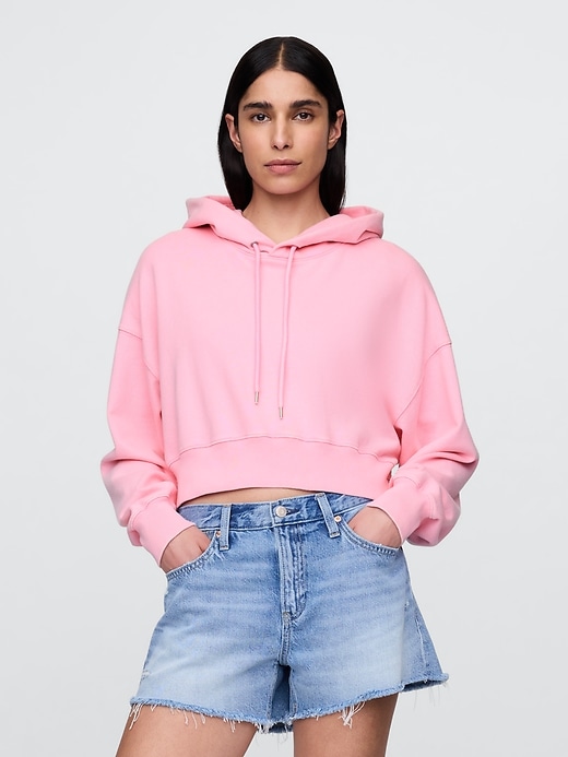 Image number 1 showing, French Terry Oversized Crop Hoodie