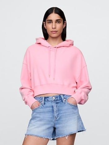 French Terry Cropped Oversized Hoodie