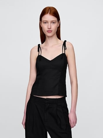 Linen-Blend Tie-Strap Cami