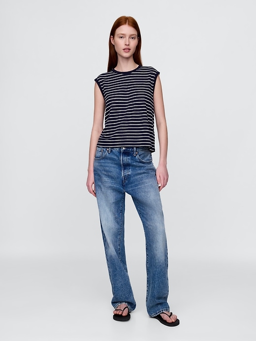 Image number 2 showing, Linen-Blend Crewneck Shell Tank Top
