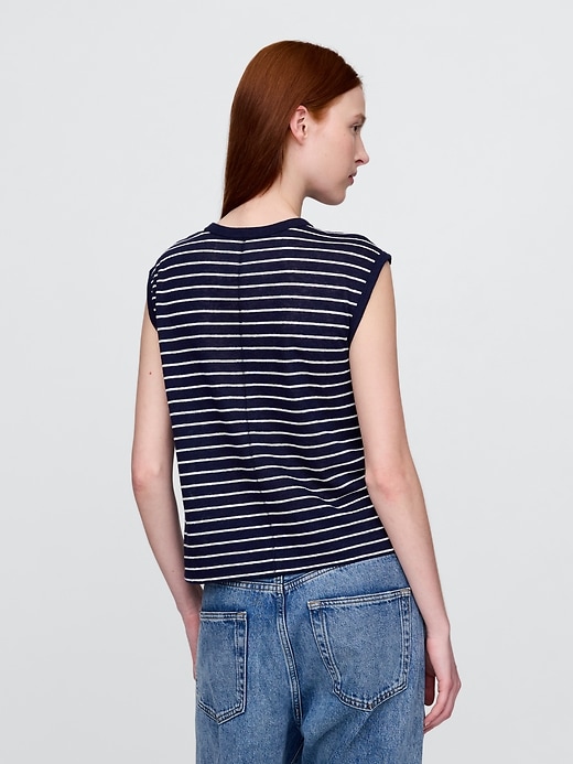 Image number 3 showing, Linen-Blend Crewneck Shell Tank Top
