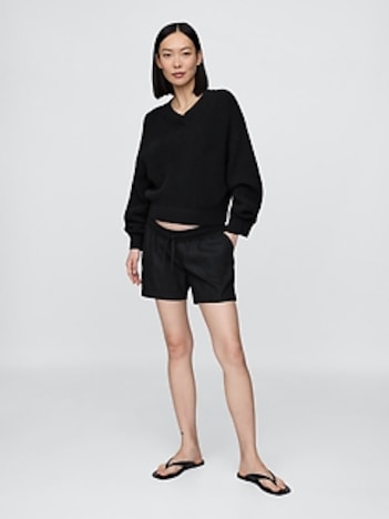 Maternity Under Belly Linen-Cotton Easy Shorts