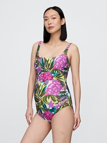 Maternity Square Neck One-Piece Swimsuit