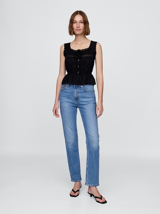 Image number 2 showing, Lace-Trim Peplum Top