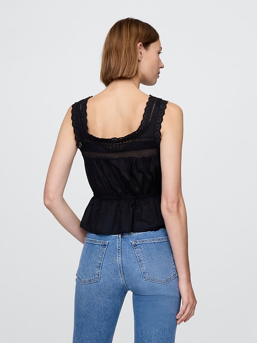 Image number 3 showing, Lace-Trim Peplum Top