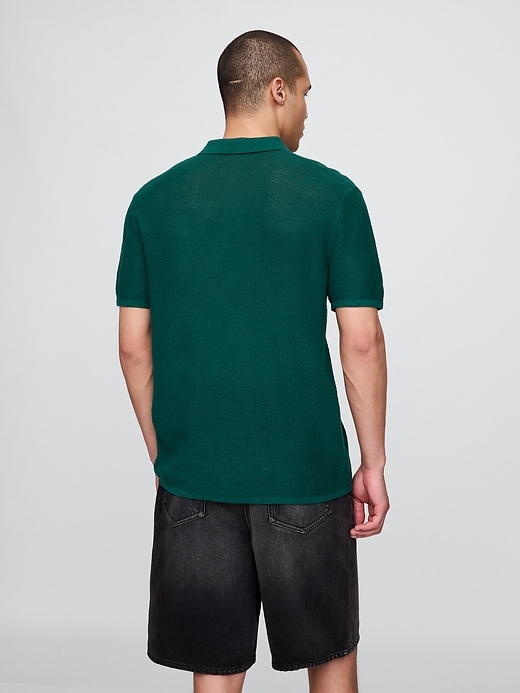 Image number 3 showing, Textured Crochet Polo Sweater