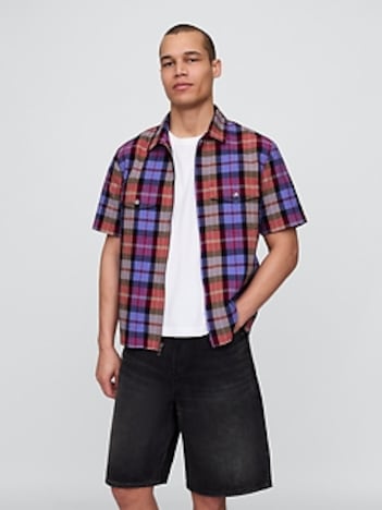 Mixed Plaid Oxford Shirt