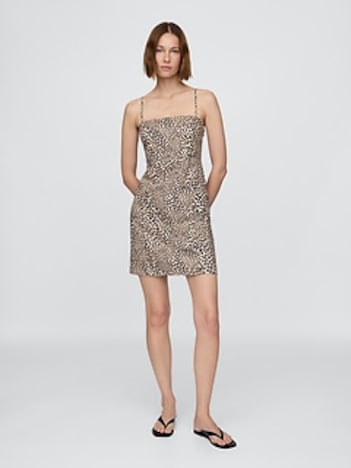 Linen-Blend Mini Dress