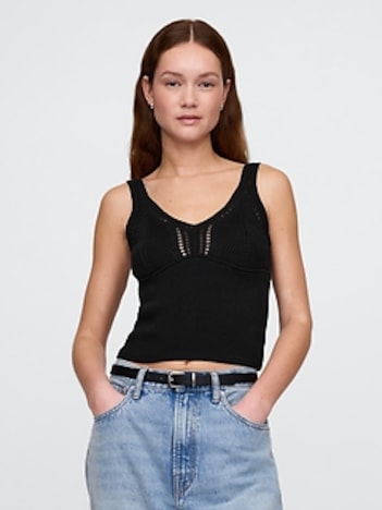 Crochet Cropped Sweater Tank Top