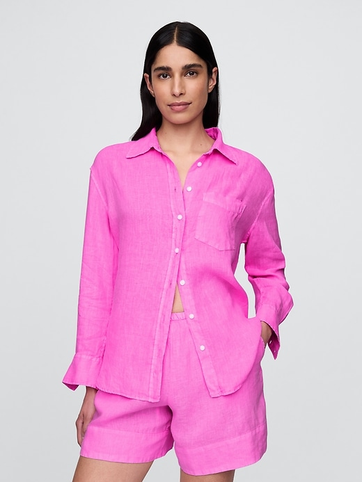 Image number 1 showing, 100% Linen Oversized Shirt