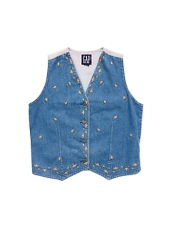 1990s GapVintage Women's Embroidered Vest — S