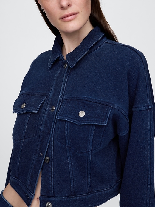 Image number 5 showing, French Terry Icon Denim Crop Jacket