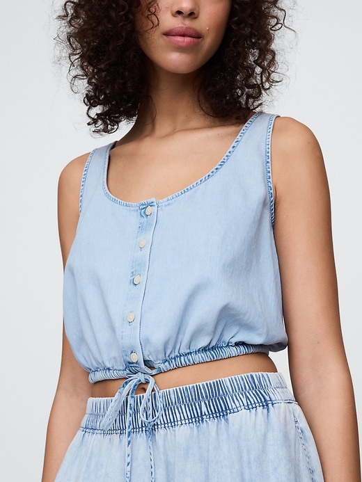Image number 5 showing, Denim Cinched-Hem Crop Top