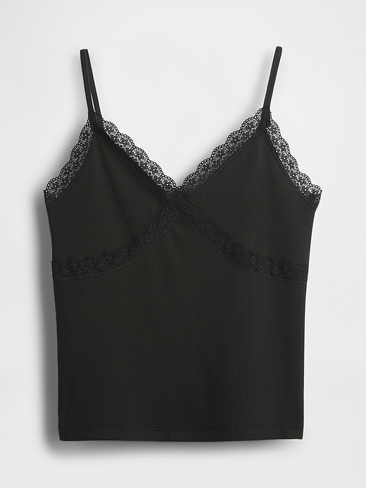 Image number 4 showing, Lace-Trim Waffle-Knit Crop Cami