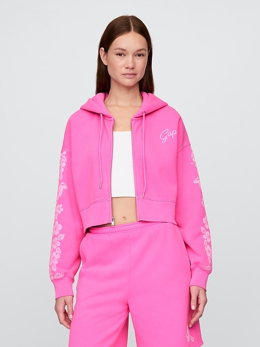 Image number 1 showing, Lilo & Stitch Adult VintageSoft Crop Zip Hoodie
