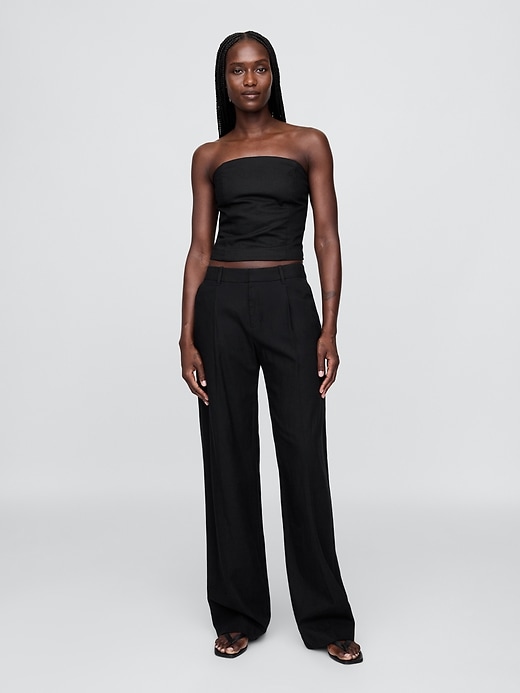Image number 2 showing, Linen-Blend Strapless Corset Crop Top
